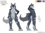  absurd_res anthro canid canine canis digital_media_(artwork) english_text female fur hair hi_res looking_at_viewer lunia_(pocketmob) mammal model_sheet pawpads paws pocketmob simple_background smile solo standing text wolf 
