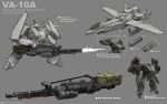  a-10_thunderbolt_ii absurdres aircraft airplane battroid comparison concept_art english_commentary english_text fighter_jet firing gatling_gun gerwalk gun gunpod highres jet machine_gun machinery macross mecha military military_vehicle missile missile_pod no_humans original real_life realistic redesign robot science_fiction shell_casing signature title transformation uzuki_(artist) variable_fighter weapon 