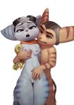  2022 anthro areola bodily_fluids breast_fondling breast_play breasts duo female fondling genital_fluids genitals hand_on_breast hi_res lombax male male/female mammal nipples pussy pussy_juice qupostuv35 ratchet ratchet_and_clank rivet_(ratchet_and_clank) rubbing_pussy simple_background sony_corporation sony_interactive_entertainment video_games white_background 