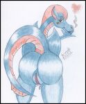  anthro big_butt butt dragon dulcy female genitals green_eyes leaning_on_wall long_tail looking_back nude pussy reddragonkan scalie sega solo sonic_the_hedgehog_(series) traditional_media_(artwork) 