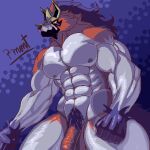 abs anthro armor balls barazoku big_muscles biped black_body black_fur blue_body blue_fur blue_nose blue_tail canid canine canis digital_media_(artwork) fur generation_8_pokemon genitals grey_body grey_fur hair headgear helmet huge_muscles legendary_pokemon long_hair low_res male male/male mammal muscular muscular_anthro muscular_male nintendo nipples nude pecs penis perspective pinumontbalou pixel_(artwork) pokemon pokemon_(species) pokemorph protective pubes red_body red_fur solo video_games wolf yellow_eyes zamazenta 