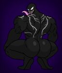  2021 alien big_butt big_muscles black_body black_butt broly_culo butt butt_focus crouching humanoid looking_back male marvel meme monster muscular muscular_humanoid muscular_male not_furry nyckronomicon open_mouth open_smile parody pink_tongue purple_background sharp_teeth simple_background smile solo spider-man_(series) spread_legs spreading symbiote teeth tongue tongue_out venom_(marvel) 