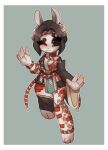  2022 3_toes 5_fingers anthro asian_clothing biped black_eyebrows black_eyes black_hair border ch4ng3 clothed clothing east_asian_clothing eyebrows eyelashes feet female female_anthro fingers floral_markings full-length_portrait hair hi_res kuto_nono_(nofacelord) lagomorph leg_markings leporid looking_at_viewer mammal markings mouth_closed multicolored_clothing one_eye_closed portrait rabbit simple_background solo thick_eyebrows toes white_body white_border white_face white_feet white_hands white_inner_ear white_legs wink winking_at_viewer 