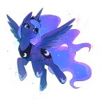  choco_hosikawa cutie_mark feathered_wings feathers female feral friendship_is_magic hasbro my_little_pony princess_luna_(mlp) simple_background solo spread_wings teal_eyes white_background wings 