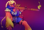  anthro blaziken blonde_hair clothing dress female generation_3_pokemon gun hair hi_res katryano nintendo pokemon pokemon_(species) ranged_weapon rifle sniper sniper_rifle solo video_games weapon 