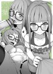  1boy 1girl bar_censor bare_shoulders blush bottomless breasts censored clothes_pull glasses heart imminent_fellatio long_hair missionary off_shoulder partially_colored persona persona_5 print_shirt pussy_juice sakura_futaba sex shirt shirt_pull spoken_heart thighhighs tongue undershirt underwear vaginal xitor 