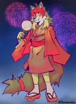  anthro asian_clothing canid canine canis clothed clothing digital_media_(artwork) dodger_akame_(character) east_asian_clothing fur hair hi_res humanoid japanese_clothing kimono male mammal solo thesketchfox utau wolf yellow_body yellow_fur 
