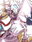  armor bandai_namco blonde_hair digimon digimon_ghost_game gerusyu glare hair hi_res horn humanoid male siriusmon solo white_body yellow_eyes 