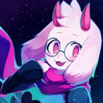  &lt;3 1:1 2022 absurd_res anthro artist_name blush bovid caprine deltarune eyewear fur glasses goat happy hi_res horn looking_at_viewer male mammal open_mouth open_smile ralsei scarf shaded skn_1027 smile solo sparkles undertale_(series) video_games white_body white_fur 