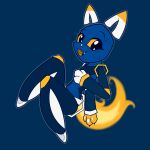  absurd_res ambiguous_gender android anthro blue_body domestic_cat e621 esix felid feline felis fire flaming_tail hi_res machine mammal mascot mrneo paws robot simple_background smile solo yellow_eyes 