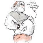  2022 absurd_res barley_lightfoot belly big_belly blush bulge christmas christmas_clothing christmas_headwear clothing disney ear_piercing ear_ring elf english_text hat headgear headwear hi_res holidays humanoid humanoid_hands male onward_(2020) overweight overweight_male piercing pixar ring_piercing santa_hat shirt simple_background solo text topwear tora_gy underwear 