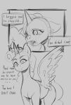  absurd_res bodily_fluids crying dana_(raljoy) dialogue duo english_text equid equine eyelashes feral hair hi_res horn horn_markings horse mammal markings monochrome open_mouth pony raljoy sketch tears text tongue winged_unicorn wings 