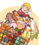  anthro bandai_namco beady_eyes beverage blonde_hair blue_eyes bread digimon digimon_(species) food gdn0522 groceries group hair hi_res horn human lagomorph leporid long_ears lopmon male mammal pez_dispenser rabbit scarf shopping shopping_cart soda terriermon trio willis_(digimon) 