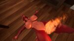  anthro big_breasts breasts burning dragon female fire genitals hi_res on_ground pain pussy pussy_on_fire screaming solo tookinkyforfa torture 