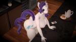  3d_(artwork) absurd_res anthro anthrofied beverage breasts butt container cup digital_media_(artwork) equid equine female friendship_is_magic hasbro hi_res horn magnetvox mammal my_little_pony nude rarity_(mlp) solo tea tea_cup teapot unicorn 