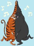  affectionate anthro baloo bear bengal_tiger black_body black_eyebrows black_fur black_stripes blue_background brown_nose claws dancing duo edtertainerd eyebrows eyes_closed face_squish felid feral fingernails fur grey_body grey_fur hand_holding happy hi_res interspecies long_tail love male male/male mammal markings multicolored_body multicolored_fur musical_note nails nude orange_body orange_fur pantherine puffed_cheeks romantic romantic_couple sharp_claws sharp_fingernails sharp_nails sharp_toenails shere_khan simple_background sloth_bear smile squish striped_body striped_fur striped_markings striped_tail stripes tail_markings the_jungle_book tiger toenails ursine whiskers white_body white_fur 