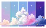  blue_sky cloud jubilee_(8px) moon_phases night night_sky no_humans original pixel_art purple_sky sky sparkle 