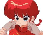  1girl 1other blue_eyes braid braided_ponytail closed_mouth hair_between_eyes ranma-chan ranma_1/2 red_hair sanamaru_(sana79261827) simple_background white_background 