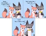  absurd_res anthro bell bell_collar blush canid canine cellphone collar comic deviantart dialogue dipstick_ears dipstick_tail disappointed duo female fox fur hi_res in_heat iradeon male mammal markings multicolored_ears nia_(senz) oblivious phone red_body red_fur sean_(senz) senz simple_background speech_bubble tail_markings twitter white_body white_fur 