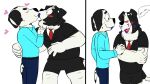  &lt;3 anthro beargarbage bluey_(series) blush border_collie canid canine canis collie dalmatian dialogue domestic_dog duo frank_(bluey) fur herding_dog hi_res joshua_(bluey) kiss_on_lips kissing lipstick makeup male male/male mammal mascara pastoral_dog sheepdog spots spotted_body spotted_fur 