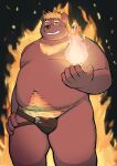  2022 anthro bear belly big_belly bulge clothing fire hi_res humanoid_hands kemono kick_(artist) magic male mammal moobs navel nipples overweight overweight_male solo underwear 