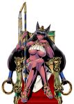  2017 accessory animal_humanoid big_breasts black_hair bracelet breast_curtains breasts cat_humanoid chair cleopatra_(metal_slug) clothing crossed_legs design_sheet digital_media_(artwork) ear_piercing felid felid_humanoid feline feline_humanoid female footwear furniture hair hair_accessory high_heeled_sandals high_heels humanoid jewelry lipstick long_hair looking_at_viewer makeup mammal mammal_humanoid metal_slug metal_slug_attack nails navel piercing red_eyes sandals sitting snk solo staff throne under_boob underwear unknown_artist video_games 