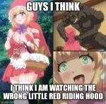  ahegao anime_eyes anthro big_bad_wolf canid canine canis convenient_censorship duo fairy_tales female human little_red_riding_hood little_red_riding_hood_(copyright) looking_pleasured male male/female mammal meme were werecanid werecanine werewolf wolf 