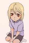  afuro_terumi bike_shorts blonde_hair child inazuma_eleven inazuma_eleven_(series) looking_up nattou-toufu open_mouth red_eyes short_hair shota solo trap young younger 