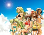  5girls adjusting_sunglasses anchor ball bandeau bare_shoulders beachball bikini bikini_top black_hair blonde_hair blue_eyes blush bracelet breasts brown_eyes brown_hair chair cloud crossed_arms everyone flat_chest flower hair_flower hair_ornament hibiscus innertube ishizu_ishtar jewelry jounouchi_shizuka kawai_shizuka kujaku_mai lens_flare long_hair mazaki_anzu multiple_girls naughty_face navel outdoors polka_dot polka_dot_bikini polka_dot_swimsuit print_bikini profile rebecca_(yugioh) rebecca_hawkins rebecca_hopkins short_hair sideboob sitting sky smile sports_bikini standing sun sunglasses swim_trunks swimsuit tan tankini thigh_gap thighs underboob yu-gi-oh! yuu-gi-ou_duel_monsters 