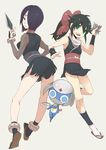  azumaya_koyuki black_hair dororo green_eyes keroro_gunsou ninja ribbon smile tagme weapon 