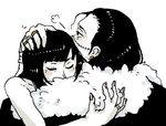  blush couple cuddle cuddling hug monochrome nico_robin one_piece shichibukai sir_crocodile 