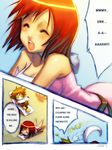  blush brown_hair cleavage eyes_closed girl kairi kingdom_hearts mike_inel open_mouth red_hair sexually_suggestive sora sweat tears translated 