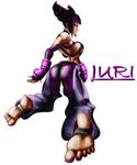  absurdres bare_shoulders breasts capcom elbow_gloves feet gloves han_juri highres large_breasts nail_polish purple_hair sideboob soles street_fighter street_fighter_iv toeless_socks toes 