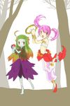  ahoge anklet anklets armband atlus bard_(sekaiju) barefoot bracelet etrian_odyssey green_hair jewelry kupala_(sekaiju) pink_hair sekaiju_no_meikyuu twintails 