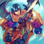  baten_kaitos blue-hair blue_hair kalas lowres male male_focus sword weapon wings 