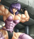  abs arms_up breasts extreme_muscles female ghost_in_the_shell hands_over_head holding kusanagi_motoko lifting muscle muscles muscular ren_(tainca2000) rentb 