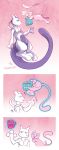  ! &lt;3 2019 3_fingers blue_eyes cup digital_drawing_(artwork) digital_media_(artwork) duo floating fur gift hands_together hi_res holding_object legendary_pok&eacute;mon long_tail mew mewtwo multiple_images nintendo open_mouth open_smile pink_fur pok&eacute;mon pok&eacute;mon_(species) purple_tail size_difference smile sparkles suspended_in_midair sweat the-chu url video_games 