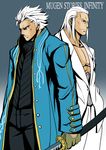  2boys capcom crossover devil_may_cry king_of_fighters kof m.u.g.e.n magaki male male_focus mugen_(game) multiple_boys snk vergil white_hair 