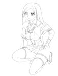  1girl book castlevania castlevania:_portrait_of_ruin charlotte_aulin long_hair miniskirt simple_background sketch skirt solo thighhighs white_background 