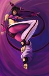  ass barefoot black_hair detached_sleeves drill_hair feet fingerless_gloves gloves han_juri highres jepps solo spikes street_fighter street_fighter_iv_(series) toeless_legwear toes twin_drills twintails 