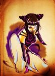  bad_deviantart_id bad_id baggy_pants detached_sleeves drill_hair dudou fingerless_gloves gloves glowing glowing_eye halter_top halterneck han_juri highres mani_(fantasy-feather) pants purple_eyes solo street_fighter twin_drills 