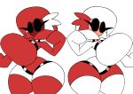  absurd_res alpha_channel big_breasts breasts clothed clothing duo female hi_res humanoid mario_bros mask multicolored_body nintendo red_body rexon02 shyguy simple_background thick_thighs transparent_background two_tone_body video_games white_body wide_hips 