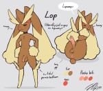  absurd_res anthro big_ears blush butt choker erection eyebrows fiercedeitylynx foreskin generation_4_pokemon genitals girly hands_on_hips hi_res humanoid_genitalia humanoid_penis jewelry lagomorph legs_up long_ears long_eyebrows lopunny lying male mammal model_sheet necklace nintendo on_back penis pokemon pokemon_(species) presenting presenting_hindquarters seductive smile solo thick_eyebrows video_games wrist_fluff 