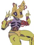  animatronic anthro bulge burntrap_(fnaf) claws clothing fangs five_nights_at_freddy&#039;s five_nights_at_freddy&#039;s:_security_breach fur gore hi_res internal lagomorph leporid machine male mammal organs purple_body purple_sclera rabbit ralseibutbigger robot scottgames solo stomach teeth thick_thighs video_games white_eyes wire yellow_body yellow_fur 