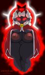  absurd_res anthro areola atotekio big_areola big_breasts black_body black_eyes black_fur bovid breasts cape cape_only caprine clothing crotch_tuft cult_of_the_lamb female fur glowing glowing_eyes hair hi_res horizontal_pupils horn huge_breasts huge_hips lamb_(cult_of_the_lamb) mammal mostly_nude nipples pupils red_eyes sheep short_stack smile solo thick_thighs tuft white_hair wide_hips wool_(fur) 