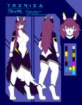  absurd_res alien anthro canid canine canis collar domestic_dog female front_view glowing glowing_eyes glowing_markings hair headshot_portrait hi_res husky long_hair looking_at_viewer mammal markings model_sheet nordic_sled_dog portrait rear_view solo spitz treniea treniea_(nq0) 