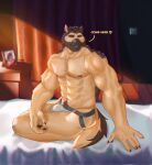  &lt;3 2022 abs adastra adastra_(series) amicus_(adastra) anthro artist_name barazoku beckoning bed bedroom bedroom_eyes body_hair brown_body brown_eyes brown_fur bulge canid canine canis chest_tuft chromatic_aberration claws clothing countershade_torso countershading curtains deltoids detailed_background dialogue digital_media_(artwork) domestic_dog duo echo_project english_text fingerpads fur furniture german_shepherd gesture gil_(after_class) happy_trail herding_dog hi_res inside inviting jockstrap jockstrap_only male mammal muscular muscular_anthro muscular_male narrowed_eyes navel nipples on_bed parasouleater pastoral_dog pawpads pecs photo picture_frame pose seductive serratus sitting sitting_on_bed smile solo_focus talking_to_viewer text tuft underwear video_games visual_novel wolf yokozuwari 