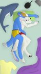  2022 9:16 anthro blahaj blue_body boxers_(clothing) briefs canid canine canis clothing cuddling digital_drawing_(artwork) digital_media_(artwork) duo eyes_closed from_behind_position fur hand_on_bulge hi_res horn hybrid ikea lying male male/male mammal mishcat on_side pawpads paws pillow plushie sex sleeping sleeping_together smile spoon_position spooning szneqz underwear white_body wolf 