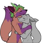  1:1 alpha_channel canid canine embrace eyes_closed feathers fox hug mammal mane orange_body symrea telegram_sticker 