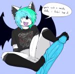  2022 aimpunch anthro bat big_penis bottomless bottomless_male clothed clothing drakon_(aimpunch) emo erection fangs foot_fetish foot_play footjob genitals hair hair_over_eyes hi_res huge_penis humanoid_genitalia humanoid_penis hyper hyper_genitalia hyper_penis male male/male mammal penis sex vein veiny_penis wings 